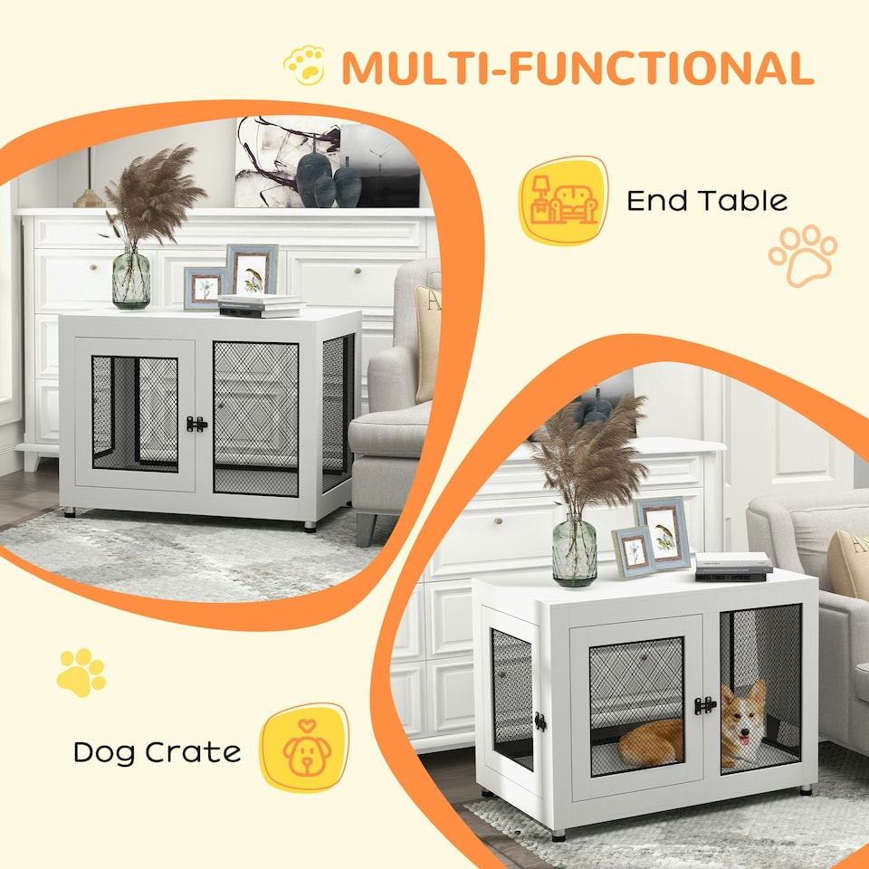 image 1 of PawHut Pet Crate End Table w/ Soft Washable Cushion for Lage Medium Small Dogs