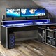 image 4 of Tezaur Black Storage Gaming Desk 3 Shelves with Colour Changing LED