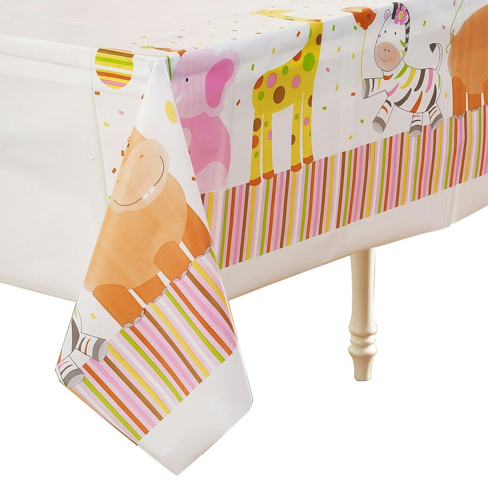 Creative Party Sweet Safari Plastic 1st Birthday Party Table Cover - Multicoloured - One Size