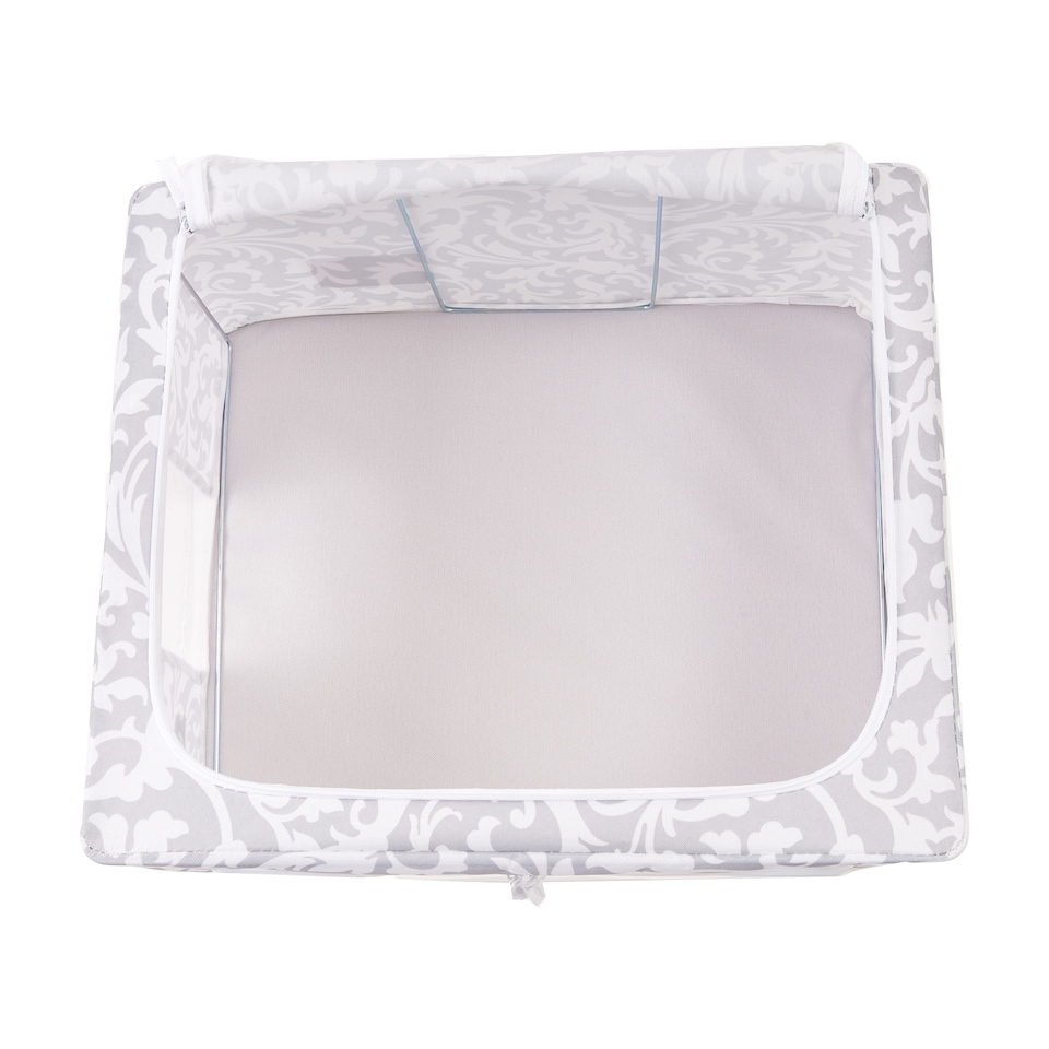 image 1 of Periea ‘Beau’ Folding Collapsible Stackable Fabric Home Storage Boxes with Steel Frames (Grey Damask, Medium)