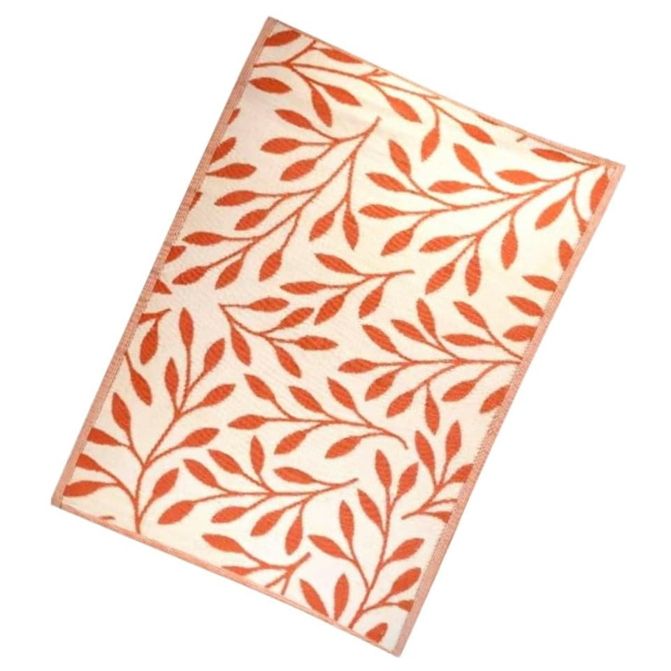 image 1 of Marco Paul Red Leaf Design Outdoor Rug 150x210cm Red