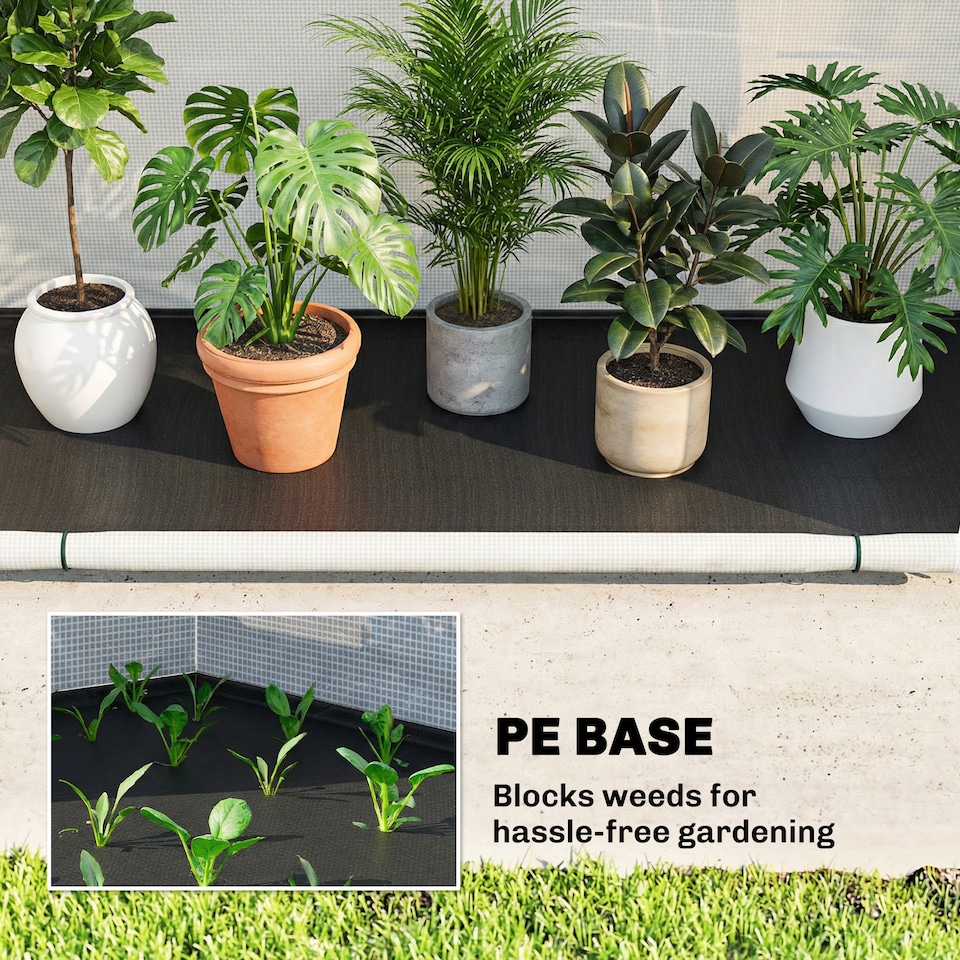 image 1 of Outsunny Foldable Small Greenhouse, Mini Greenhouse with PE Base, Green | Green | Green