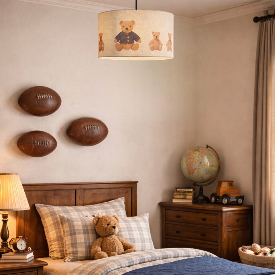 image 1 of CGC Blake 45cm Oatmeal Linen Teddy Bear Children's Lampshade