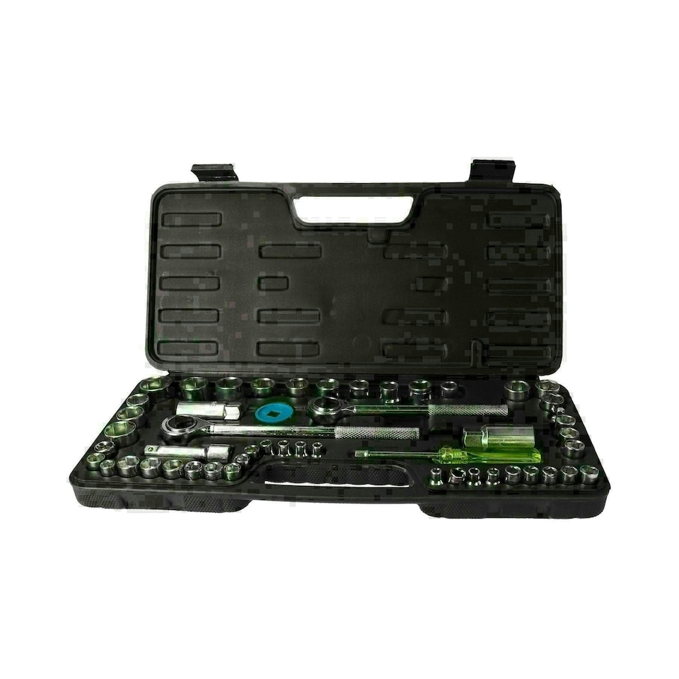 image 1 of Metric and Imperial Socket Set Ratchets Accessory Kit 1/4" 3/8" 1/2" Drive 52pc