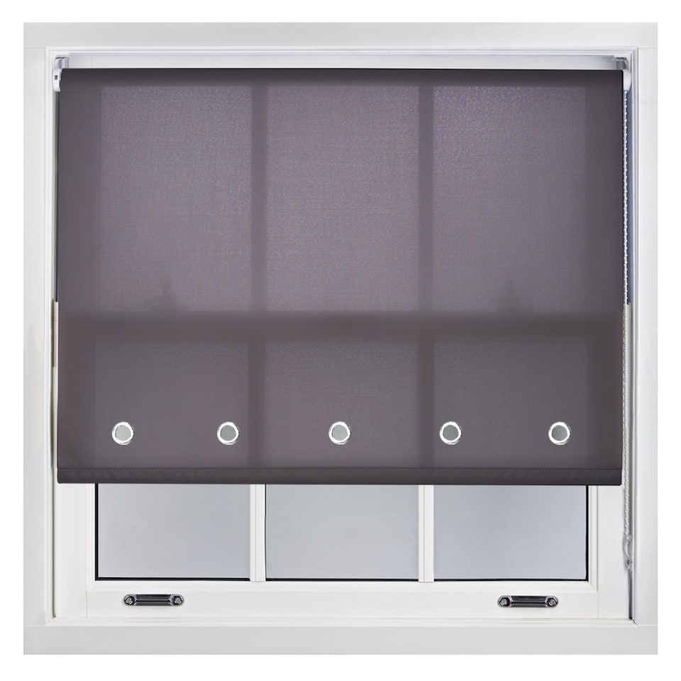 image 1 of FURNISHED Roller Blinds Daylight Round Eyelet Light Filtering Easy Fit Trimmable Window Blind | Grey | Dark Grey | (W) 150cm x (L) 165cm