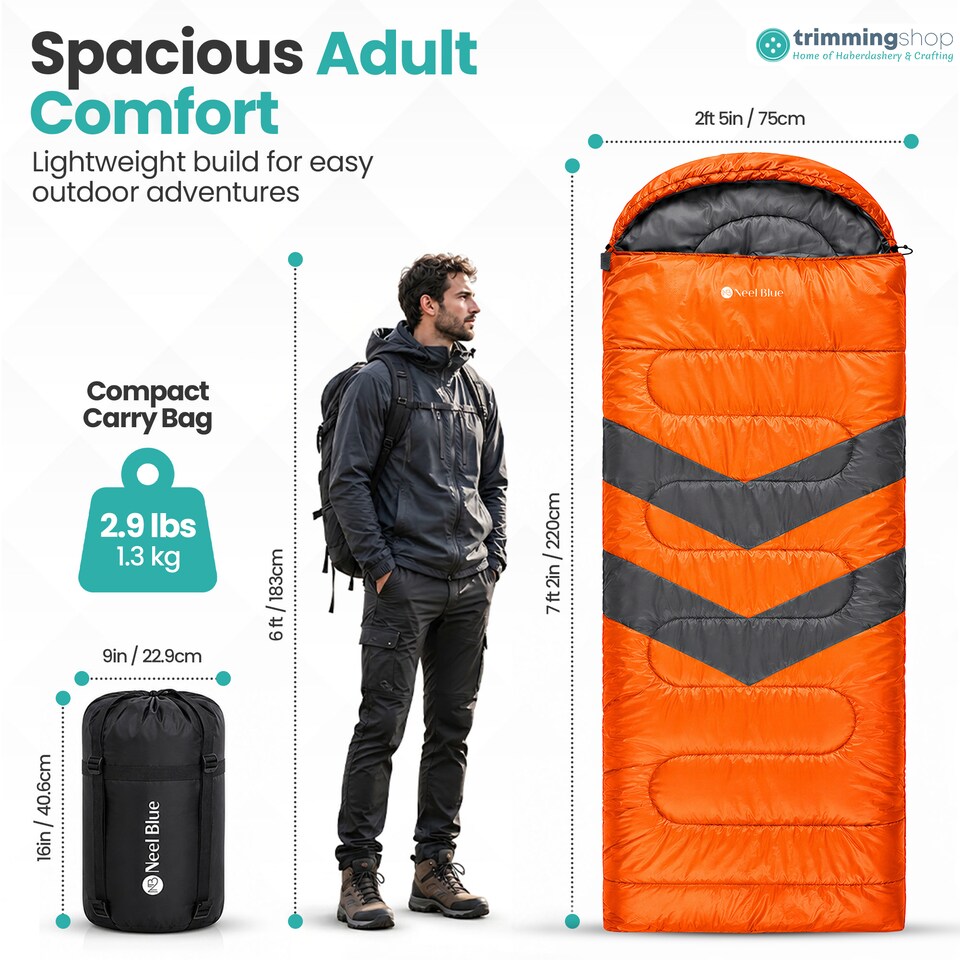 image 1 of 4 Season Waterproof Backpacking Sleeping Bag for Single Adults - 6ft