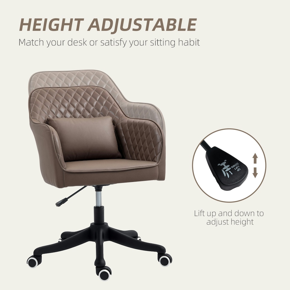 image 1 of Vinsetto Office Chair with Rechargeable Vibration Massage, Brown