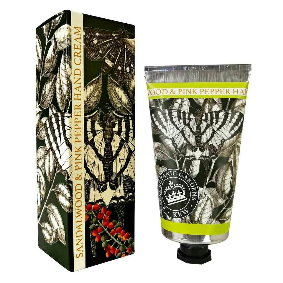 image 1 of The English Soap Company Royal Botanical Gardens Kew Hand Cream, Sandalwood Hand Cream, Moisturising Hand Cream for Men and Women, 75ml