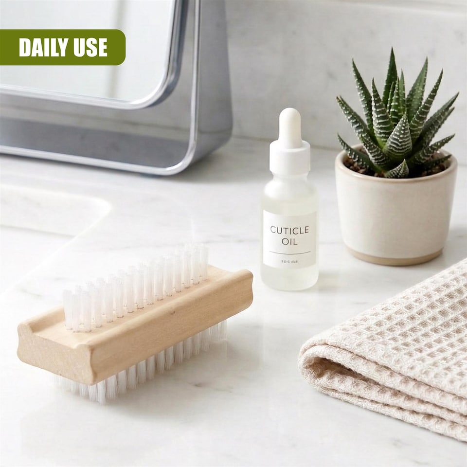 image 1 of GEEZY Wooden Double Sided Nail Brushes with Firm Bristles, Pack of 4