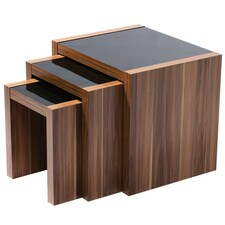 Interiors by Premier Wooden Nest of 3 Tables, High Gloss Black Finish Nesting Table, Long Lasting Console Tables for Living Room Black