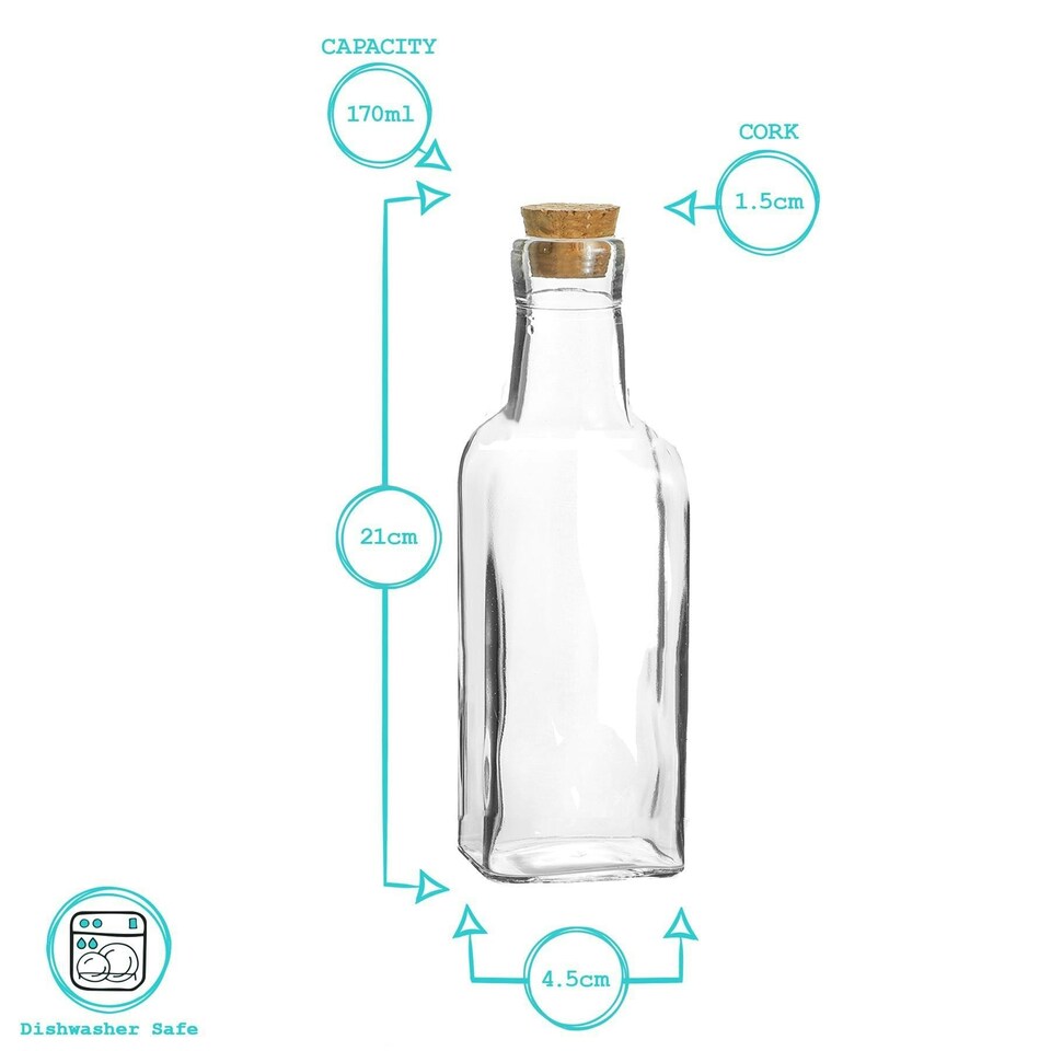 image 1 of Argon Tableware Olive Oil Pourer Bottles with Cork Lids - 170ml - Pack of 2