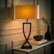 image 1 of ValueLights Katniss Large Black Metal Bedside Table Lamp with an Oatmeal Oval Fabric Lampshade - Bulb Included Black