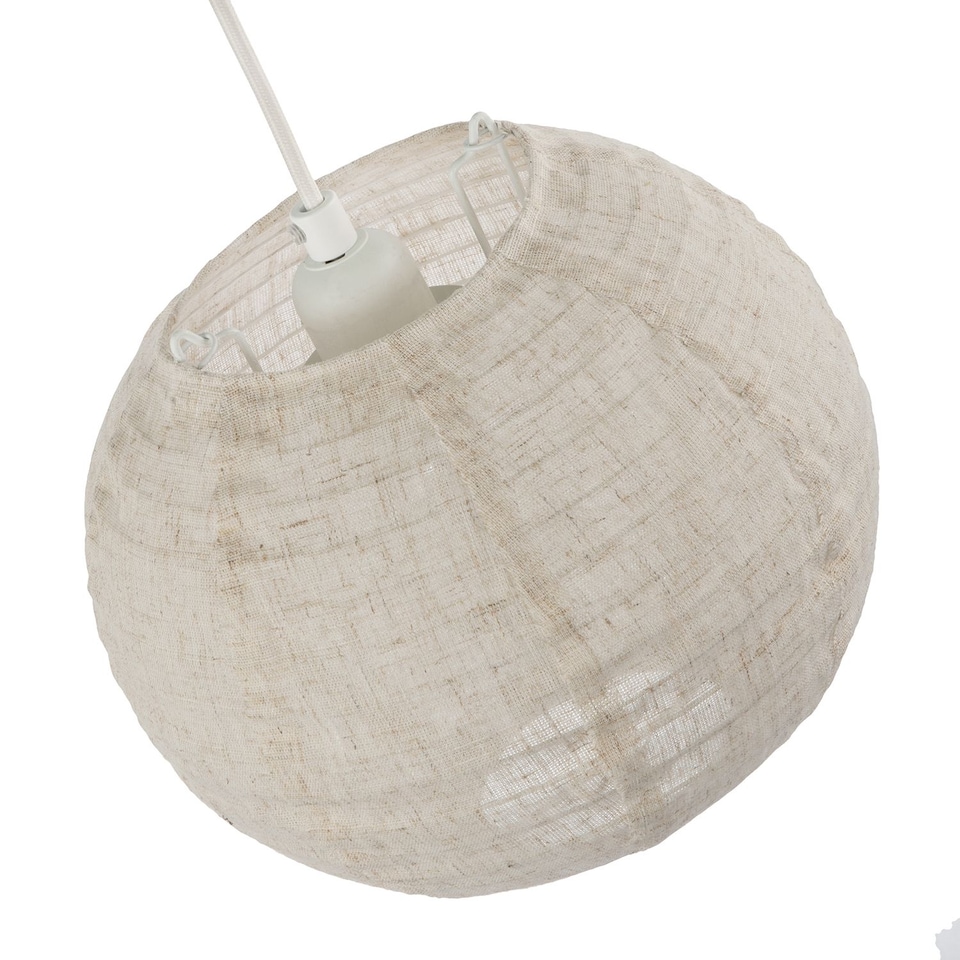 image 1 of Chic Natural Linen Fabric Oatmeal Spherical Pendant Lighting Shade | Cream | Taupe | 1