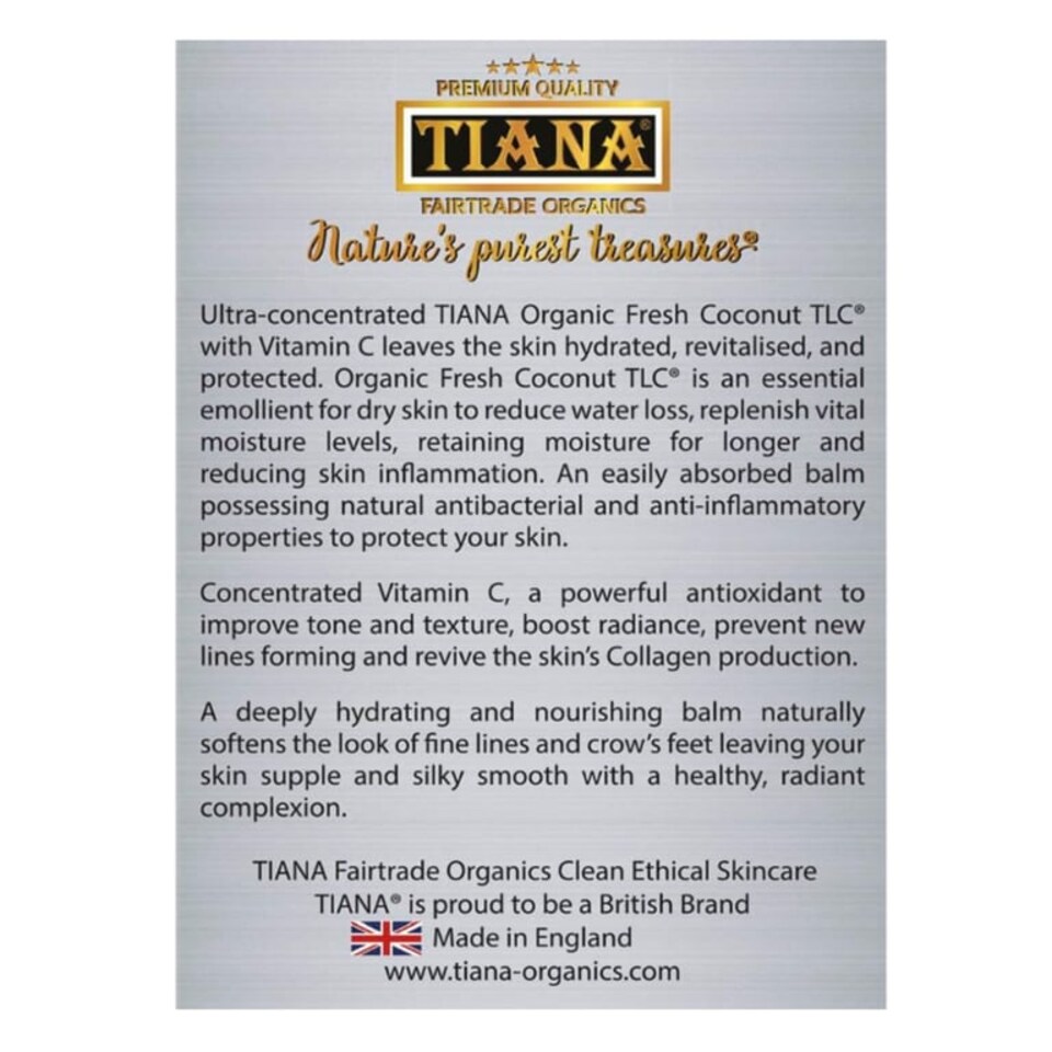 image 1 of TIANA Fairtrade Organic Intensive Hydrating Face Balm Odourless 100ml P2 | White | 200g | 2