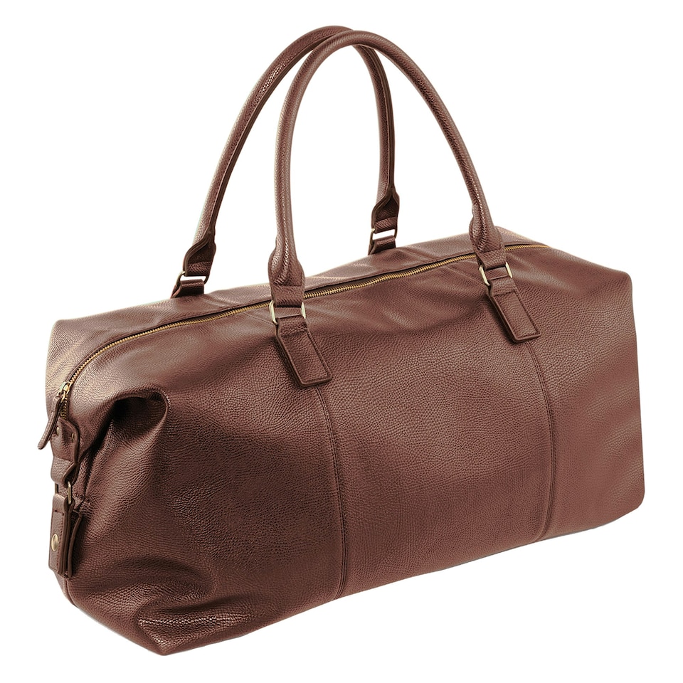 image 1 of Quadra NuHude Faux Leather Weekender Holdall Bag - Tan - One Size