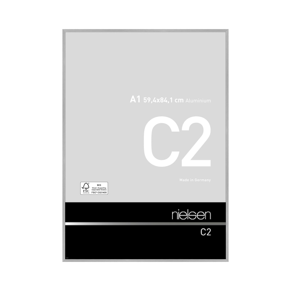 image 1 of Nielsen C2 Aluminium Picture Frame - Real Glass - Soft Silver - A1 (59.4cm x 84.1cm)