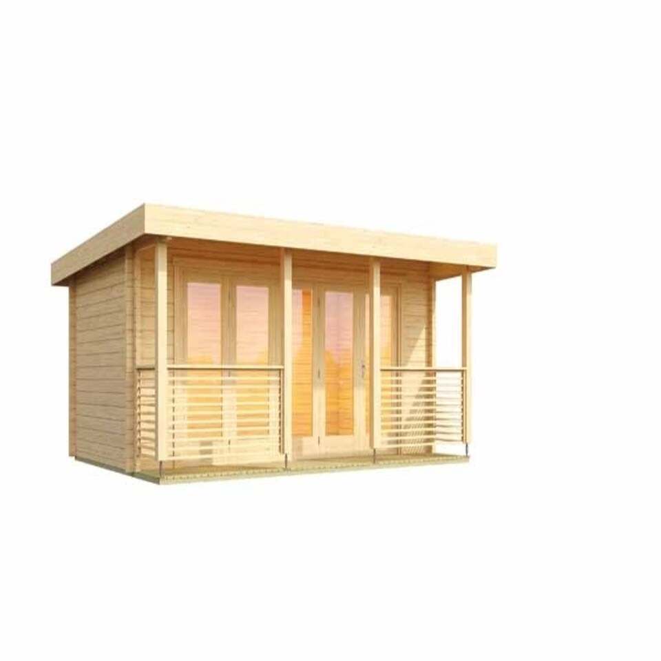 image 1 of Liverpool 1-Log Cabin, Wooden Garden Room, Timber Summerhouse, Home Office - L610 x W460 x H231.2 cm Brown
