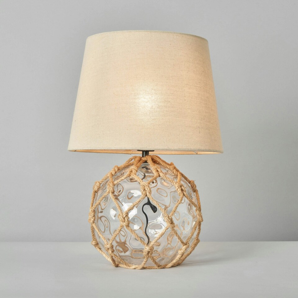 image 1 of BHS Lucy Buoy Style Glass Table Lamp, Clear