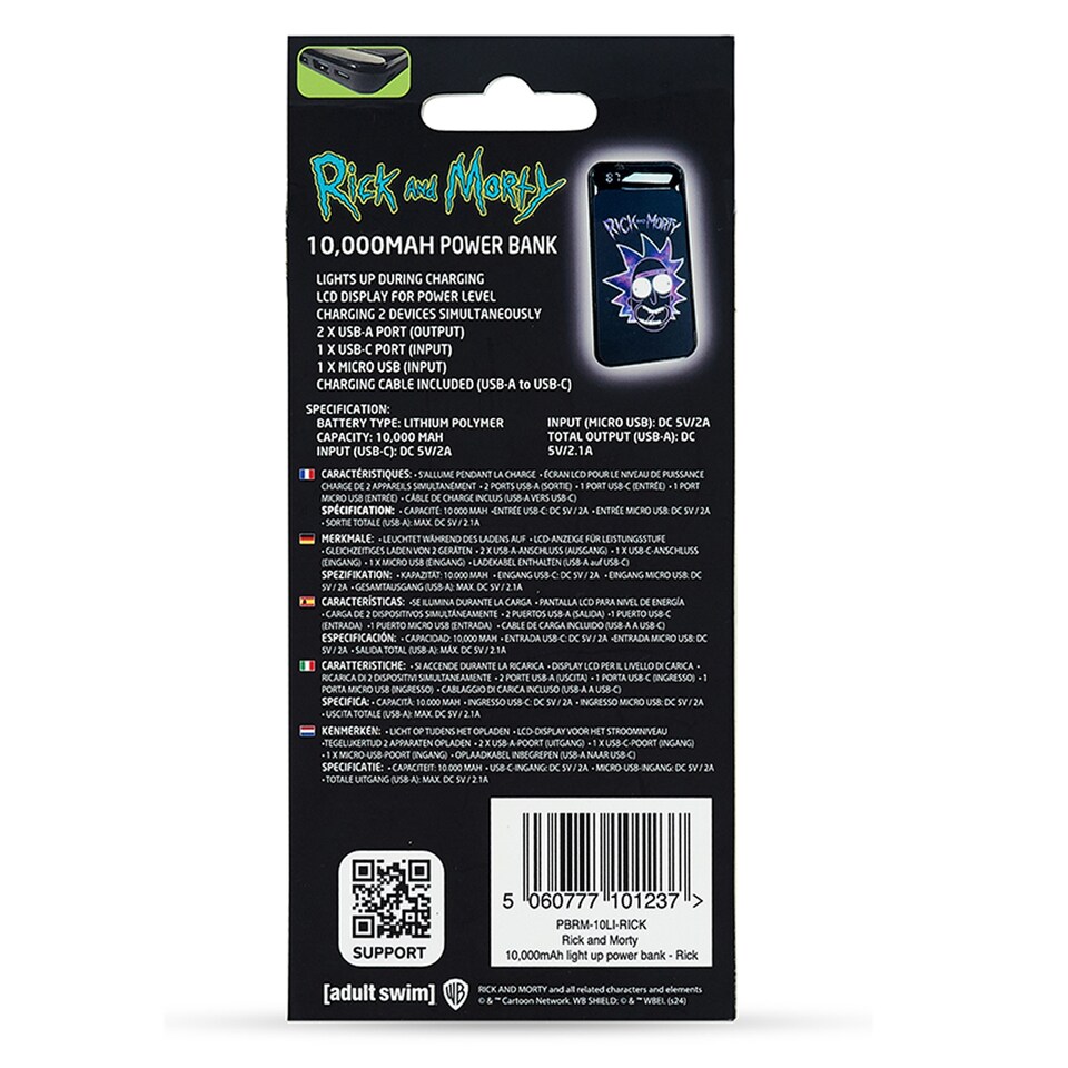 image 1 of Lazerbuilt Official Rick & Morty LED Power Bank 10000 mAh