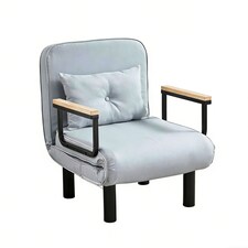 4 in 1 Folding Single Sofa Bed Convertible Lounge Sleeper Chair with Adjustable Backrest and Large Cushion Light Grey