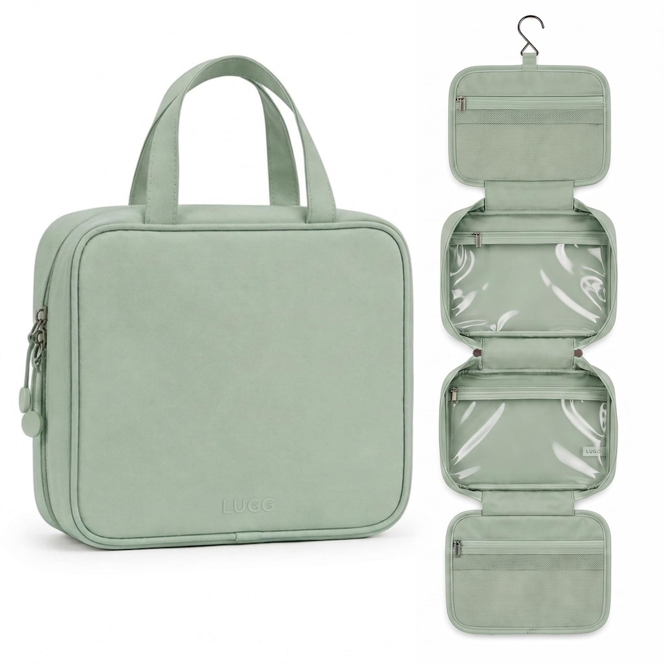 image 1 of Lugg Hanging Toiletry Bag Waterproof Travel Organiser with 360 Swivel Hook