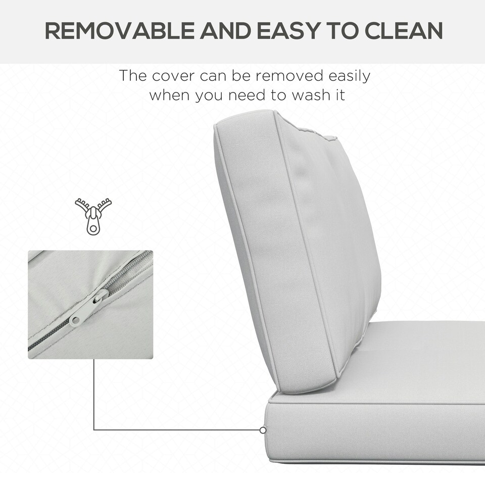 image 1 of Outsunny 2 Seater Outdoor Seat Cushions, Water Repellent Seat Pads with Backrest