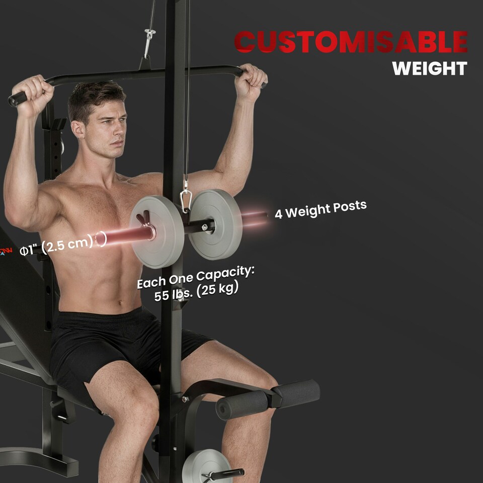 image 1 of SPORTNOW Multi-Exercise Incline/Flat Weight Bench with Bench Press Rack