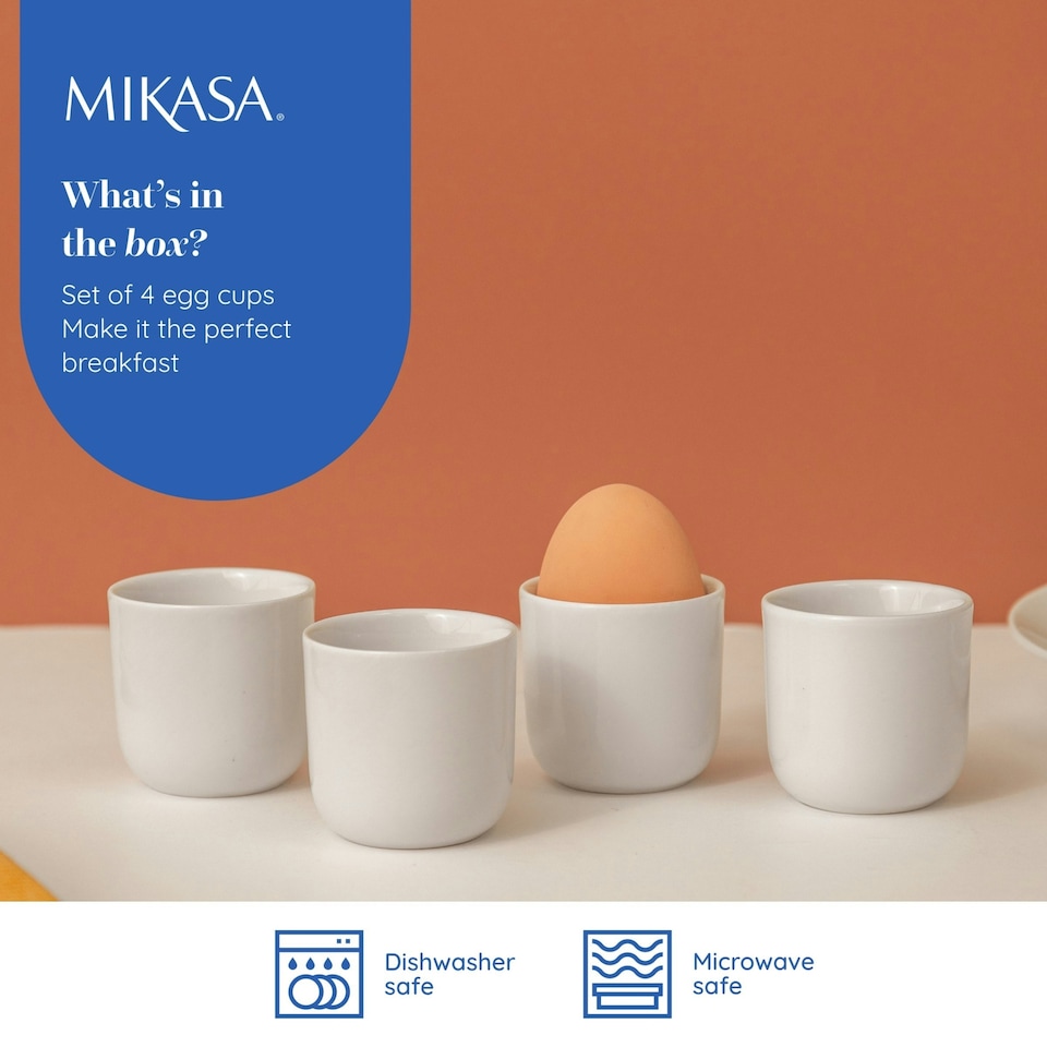 image 1 of Mikasa Egg Cup Set White Porcelain 5cm Set of 4