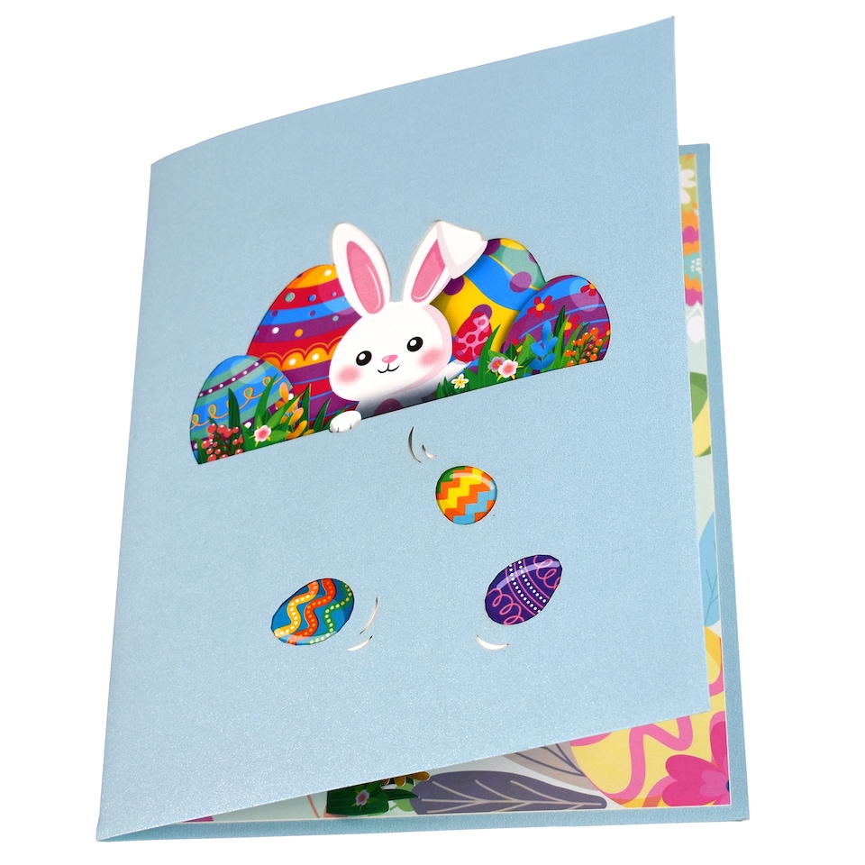 image 1 of Peek- A-Bunny Festive Easter Pop-Up Greeting Card