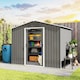 image 2 of Outsunny 7.7 x 5.7ft Metal Garden Shed with Ventilation Slots and Sliding Doors, Galvanised Outdoor Tool Storage House, Light Grey