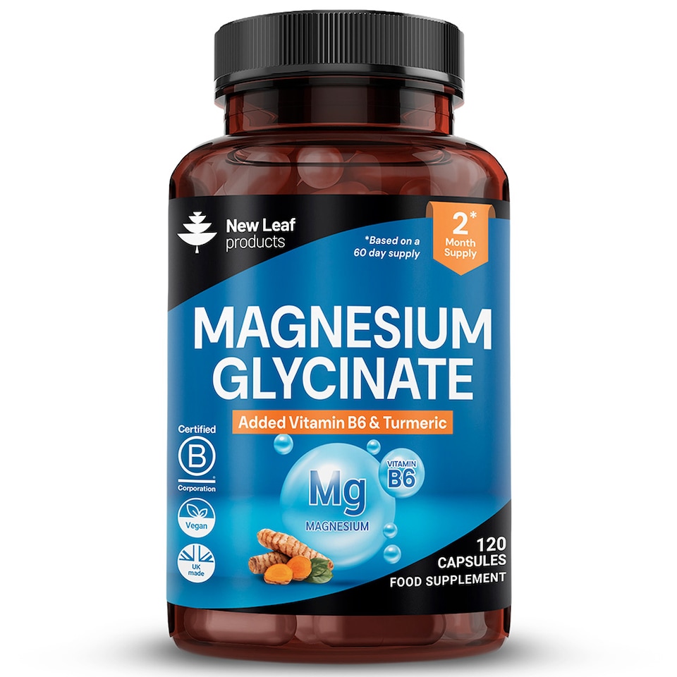 image 1 of New Leaf Magnesium Glycinate + Vitamin B6 & Turmeric - 120 Capsules