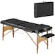 image 1 of HOMCOM Portable Massage Table, 3 Section Adjustable Beauty Bed, Wooden Foldable Massage Bed with Face Cradle, Padded Armrests for Spa, Lash, Tattoo, Black | Black | Black