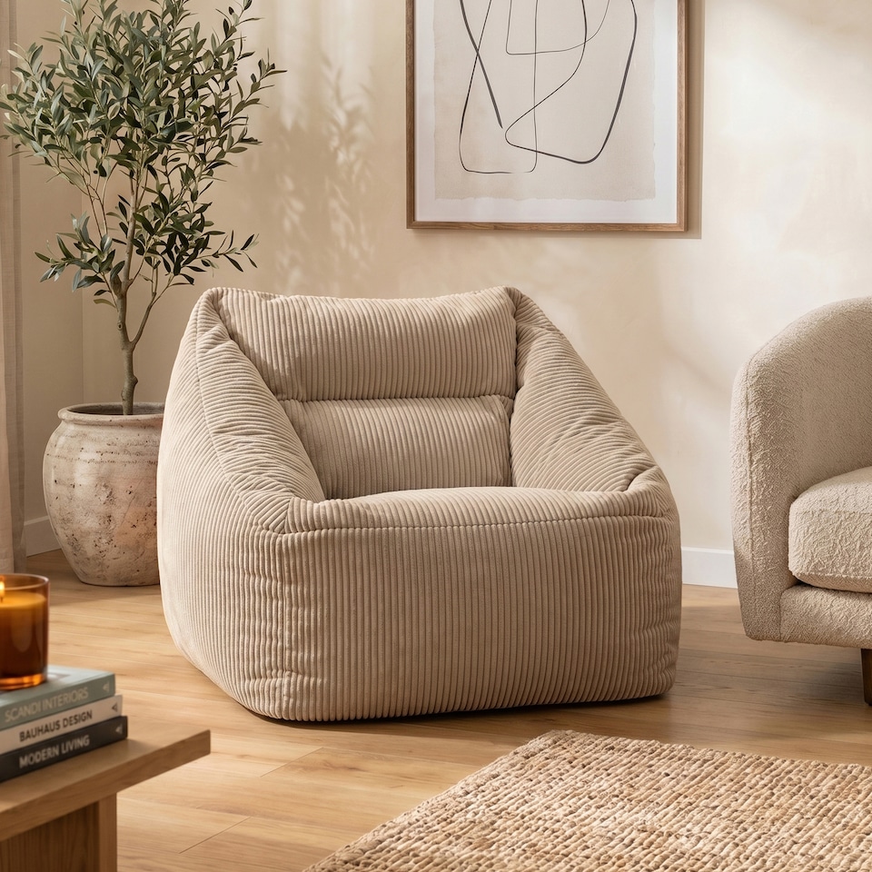 image 1 of Natalia Large Beanbag Corduroy Natural Beige | Cream | Natural | XL | 1