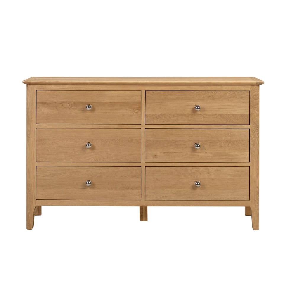 image 1 of Premium Oakmere 6 Drawer Wide Chest - Oak