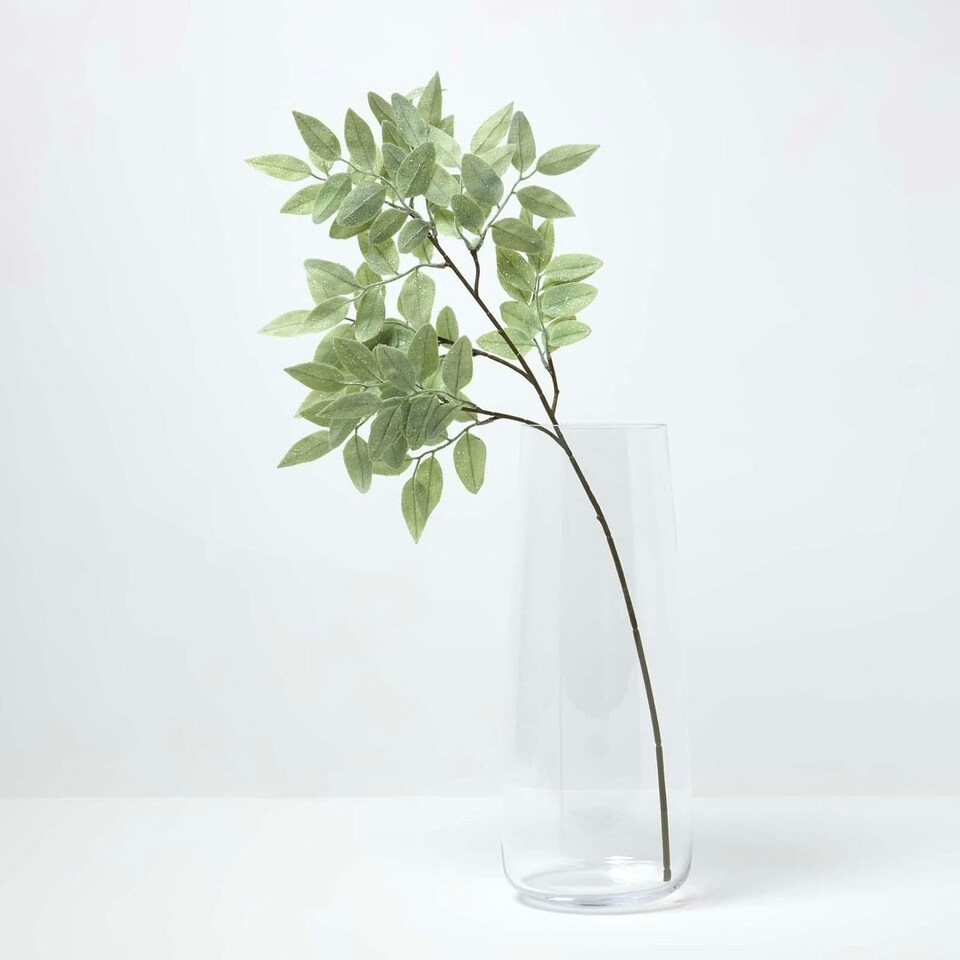 image 1 of Homescapes Frosted Sage Leaf Christmas Spray