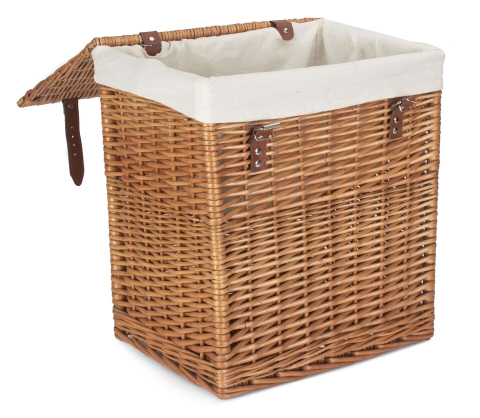 image 1 of Small Boutique Double Steamed Wash Storage Laundry Basket With Lining | Brown | Brown