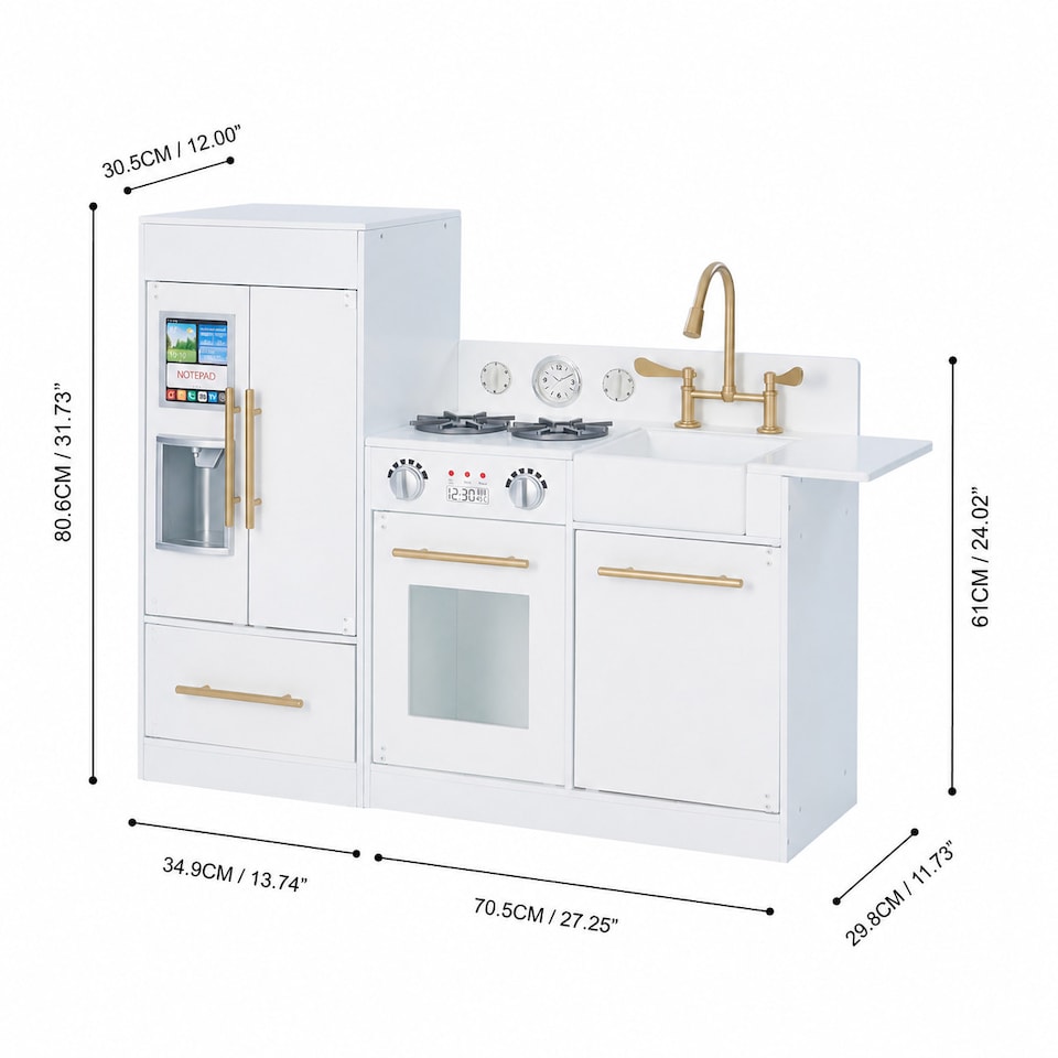 image 1 of Teamson Kids Little Chef Charlotte Modern Play Kitchen, White/Gold