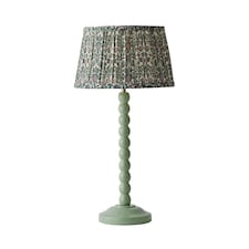 ValueLights Bobbin Green Table Lamp Floral Pleated Shade