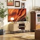 image 2 of HOMCOM TV Stand Cabinet for TVs up to 55 Inches, TV Unit with Storage Shelves and Cupboard for Living Room, Oak Tone