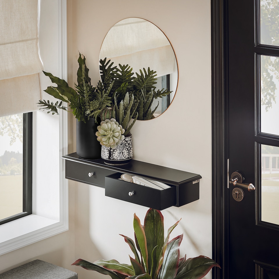 image 1 of SoBuy FRG43-SCH,Floating Shelf with 2 Drawers | Black | Black | 1