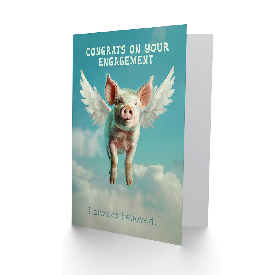 image 1 of Flying Funny Animal Joke Cheeky Cute Man Engagement Card