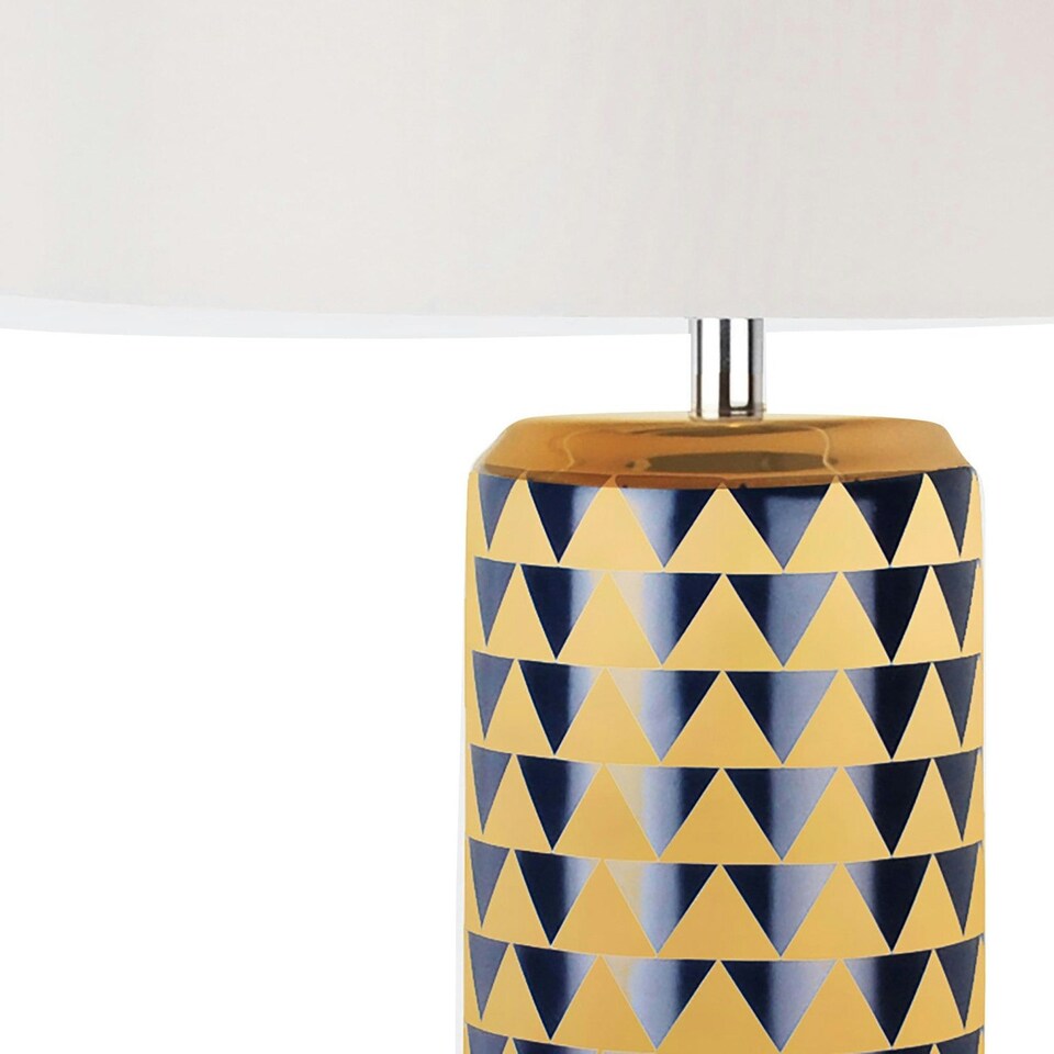 image 1 of First Choice Lighting Set of 2 Navy Blue and Gold Ceramic 52cm Table Lamps Blue | White