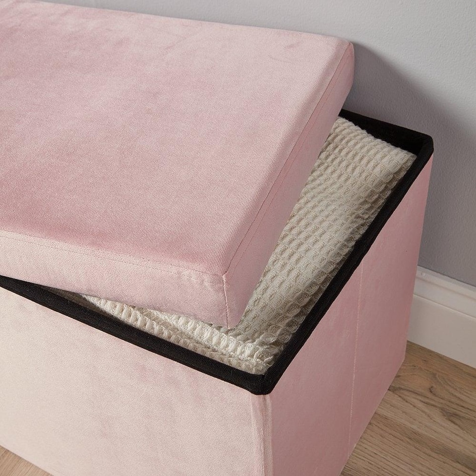 image 1 of Large Folding Ottoman Chest Velvet Fabric Solid Storage Space Saving | Multi | Multicoloured