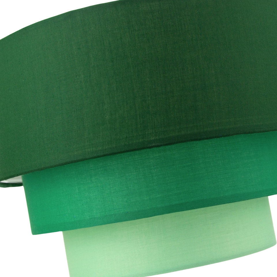 image 1 of Contemporary Round Triple Tier Forest Green Cotton Fabric Pendant Light Shade | Green