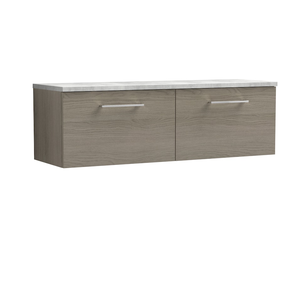 image 1 of Level 1200mm Wall Hung 2 Drawer Unit & Laminate Worktop - Solace Oak