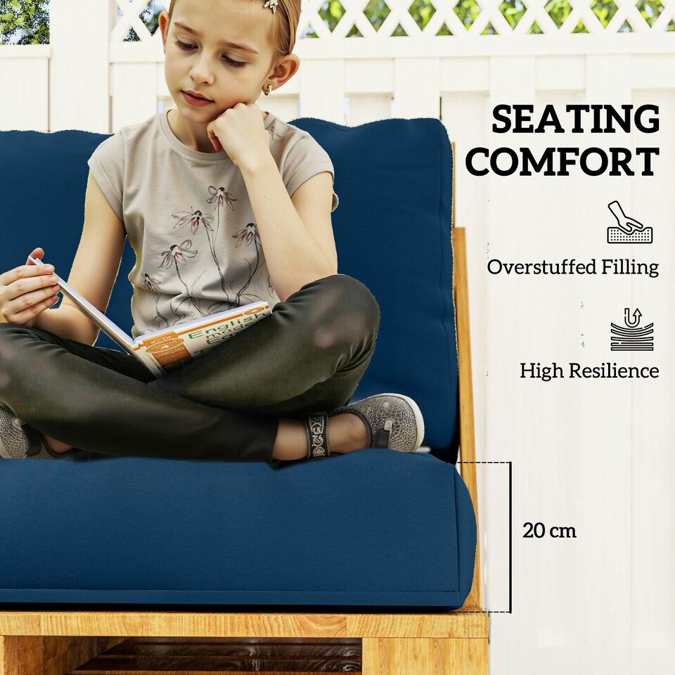 image 1 of Outsunny 2 Seat Pallet Cushions 20cm Thick Outdoor Seat Pads, Charcoal Grey