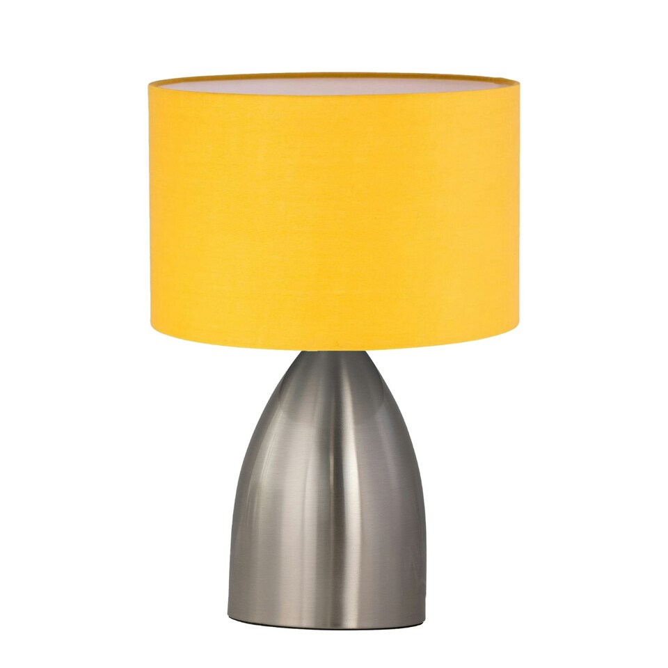 image 1 of First Choice Lighting Valentina Brushed Chrome Touch Lamp with Ochre Shade Silver | Yellow