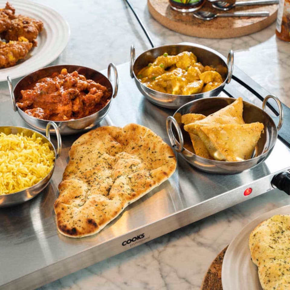 image 1 of Cooks Professional 4-Section Buffet Warmer 7.2L with Hotplate Function | Silver | Silver