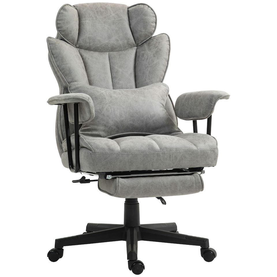 image 1 of HOMCOM Office Chair, Ergonomic Desk Chair with Foot Rest, Grey Grey