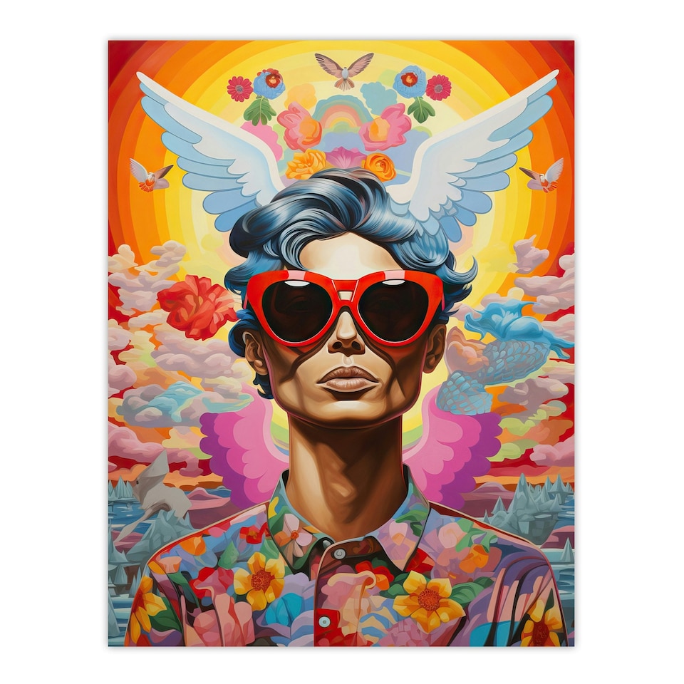 image 1 of Colourful Magnificent Maximalist Portrait Modern Black Framed Wall Art Print A4